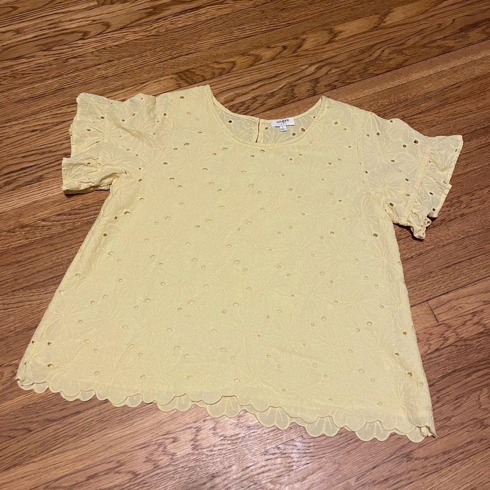 Yellow blouse with floral embroidery